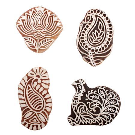 Set of 4 Piece New Mix Wooden Printing Block